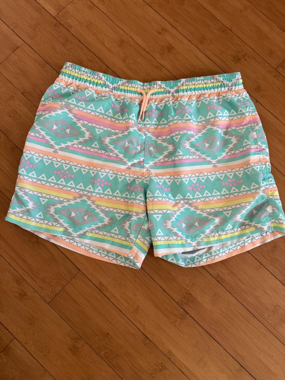 Chubbies Swim Trunks in Mint with Pink and Yellow Accents